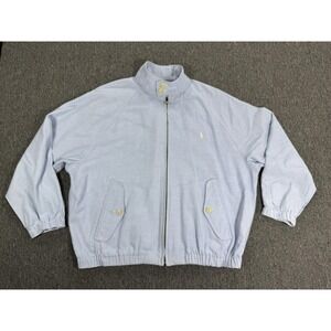 Vintage Ralph Lauren Mens Jacket Small Blue Herringbone Bomber Mock Neck 90s